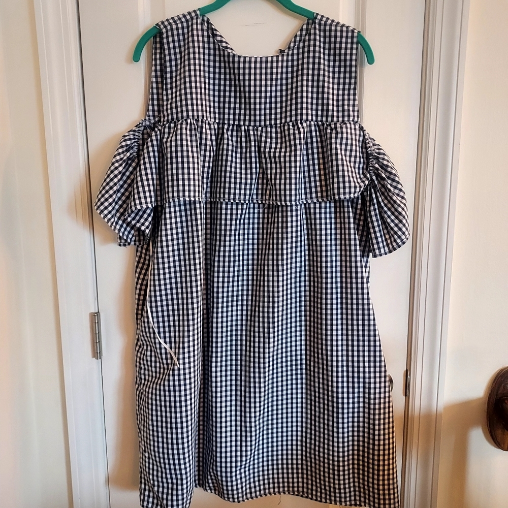 Blue and white dress